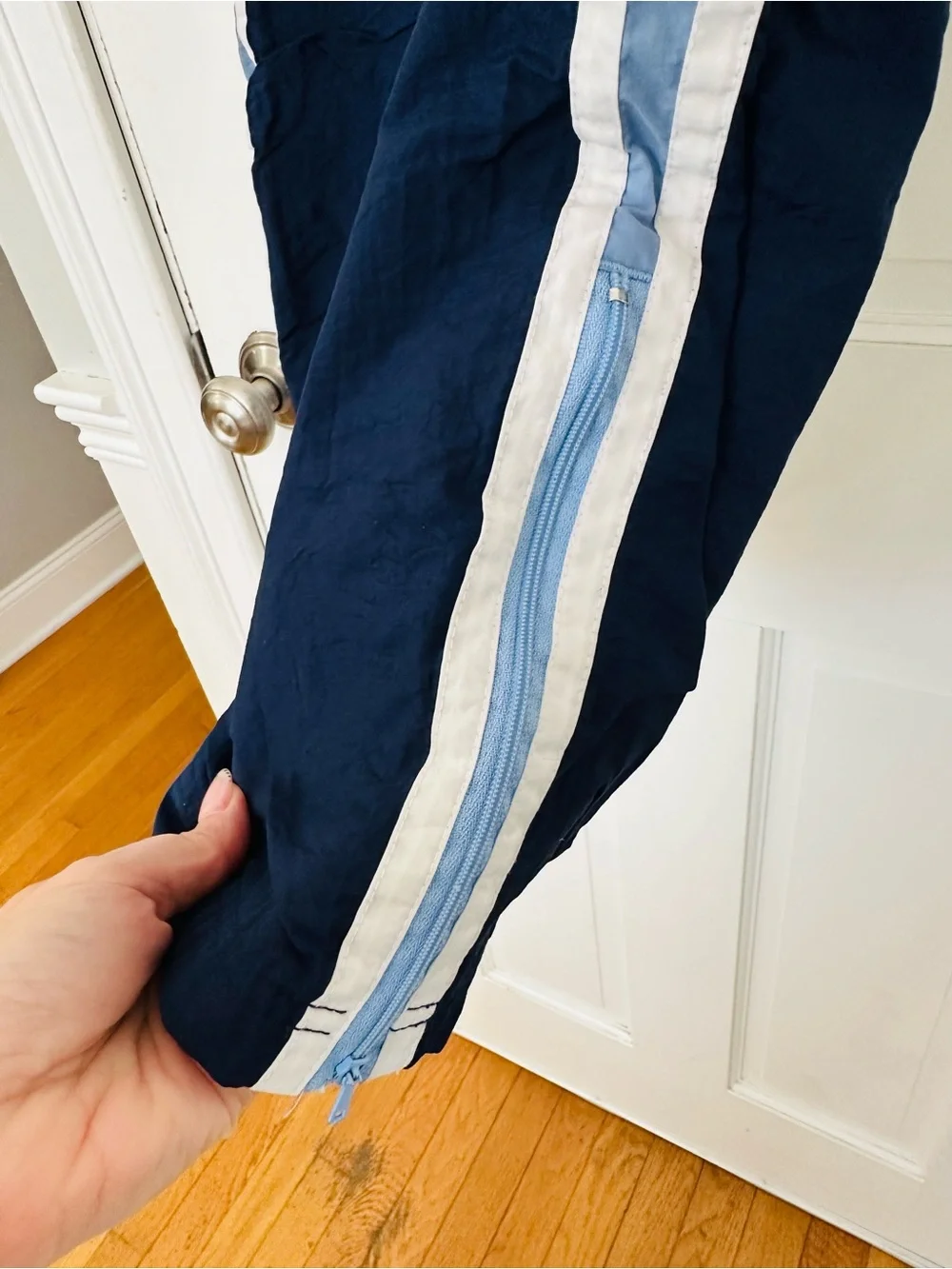 No Boundaries Navy Track Pants with Light Blue & White Side Stripes Sz 10/12